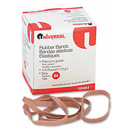 Universal Boxed Rubber Band - Size: #64 - 3.5" Length x 0.25" Width x 0.03" Thickness - 12lb/in - 88 / Box - Rubber - Beige