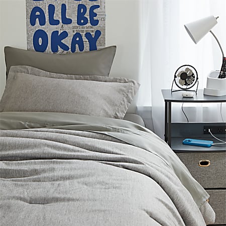 Dormify Theo Classic Comforter and Sham, Twin/Twin XL, Medium Grey