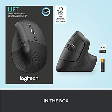 Logitech Lift Vertical Ergonomic Mouse - Vertical mouse - ergonomic -  optical - 6 buttons - wireless - Bluetooth, 2.4 GH