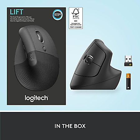 Wireless Vertical clicks Graphite Mouse Office Lift Depot Ergonomic Quiet Logitech -