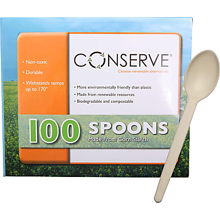 Conserve® Disposable Spoons, White, Box Of 100