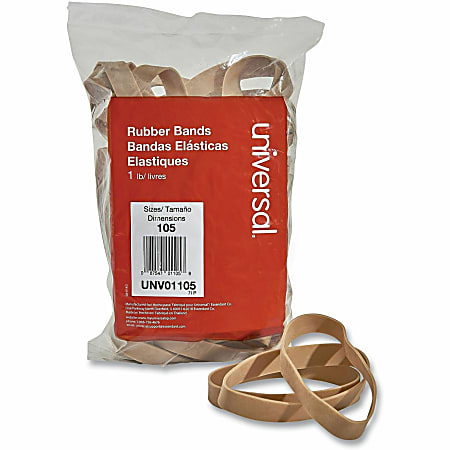 Universal Standard Rubber Bands - Size: #105 - 5" Length x 0.6" Width - Elastic - Rubber - Beige - 55 / Pack