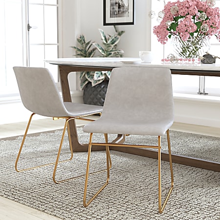 Flash Furniture Commercial Grade Dining Chairs, Light Gray/Gold,