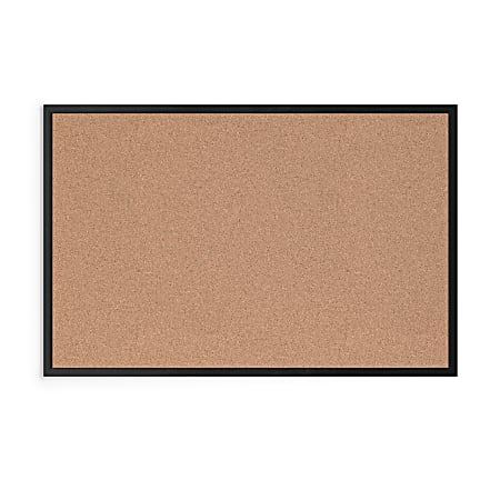 U Brands Cork Bulletin Board, 36" X 24", Black Aluminum Frame, Actual Size 35" X 23" (2880U00-01)