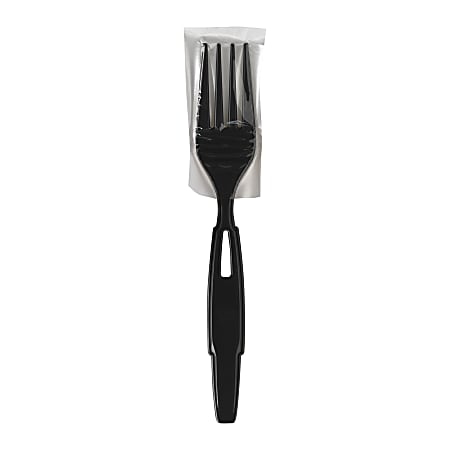 Dixie Ultra SmartStock Series-W Polypropylene Plastic Wrapped Cutlery, Forks, Black, 40 Perk Pack, Case Of 24 Packs