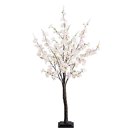 Nearly Natural 4’H Lighted Artificial Cherry Blossom Tree With 210 Warm White LED Lights, 48”H x 22”W x 22”D, Pink