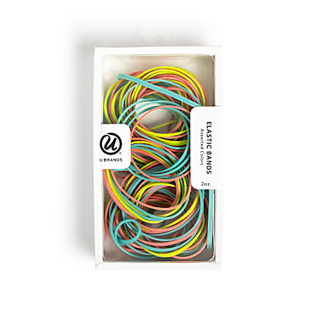 U Brands&reg; Elastic Band Box, 2 Oz, Neon, Box Of 55 Bands