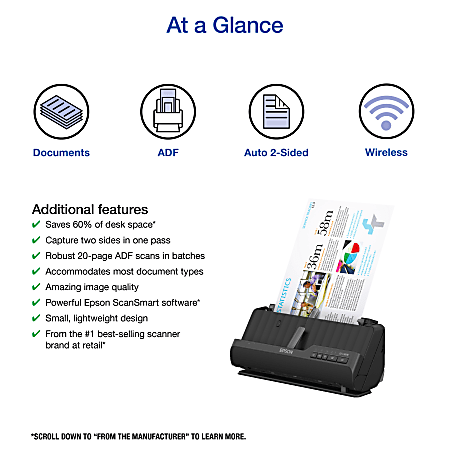 EPSON - EPSON ノートパソコン celeron 2850m office 充電器付 Epson ES-400 II Color Desktop Scanner, Auto Document Feeder