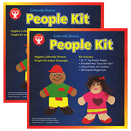 Hygloss Culturally Diverse People Kit, 7", 24 Shapes Per Pack, Set Of 2 Packs