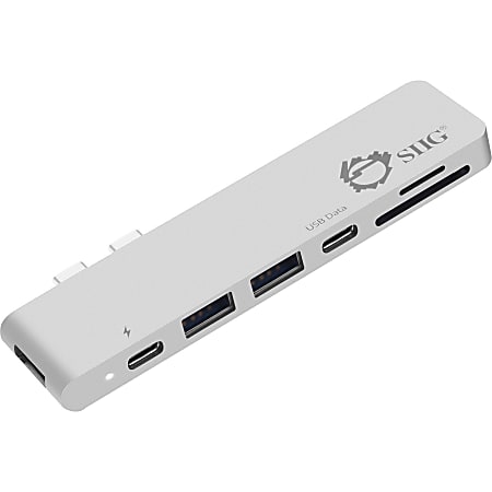 SIIG Thunderbolt 3 USB-C Hub HDMI with Card Reader & PD Adapter - Silver - SD, SDHC, SDXC, microSD, microSDHC, microSDXC, TransFlash, MultiMediaCard (MMC) - USB Type CExternal