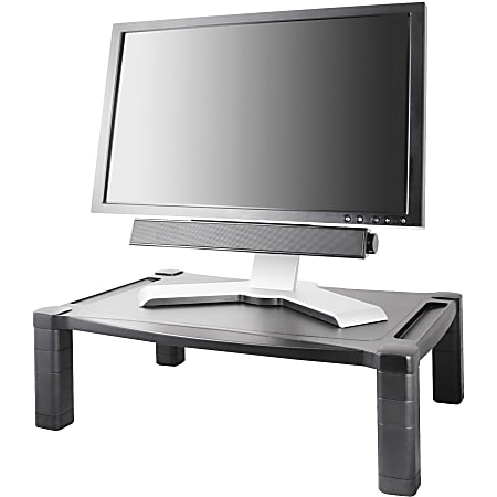 Kantek Extra Wide Adjustable Monitor Laptop Stand 20inx13in Single - 60 lb Load Capacity - 1 x Shelf(ves) - DepthDesktop - Plastic - Black