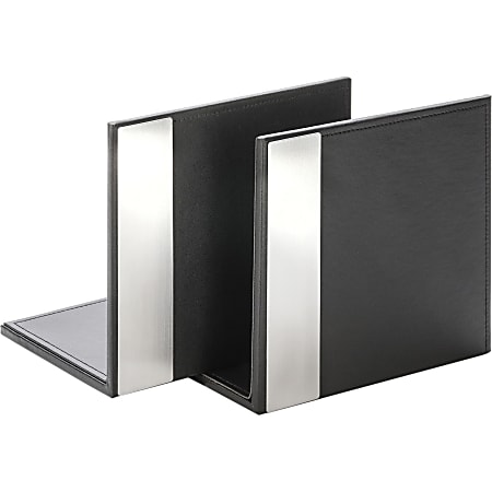 Artistic Architect Line L-shaped Bookends - Desktop, Shelf - Black, Aluminum
