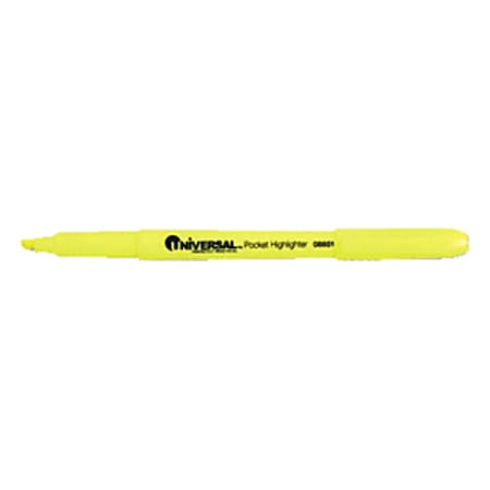 Universal Pocket Highlighter - Marker Point Style: Chisel - Ink Color: Fluorescent Yellow - 1 Dozen
