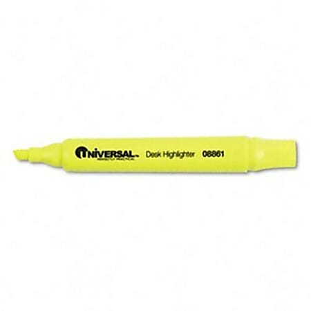 Universal Desk Highlighter - Marker Point Style: Chisel - Ink Color: Fluorescent Yellow - 1 Dozen