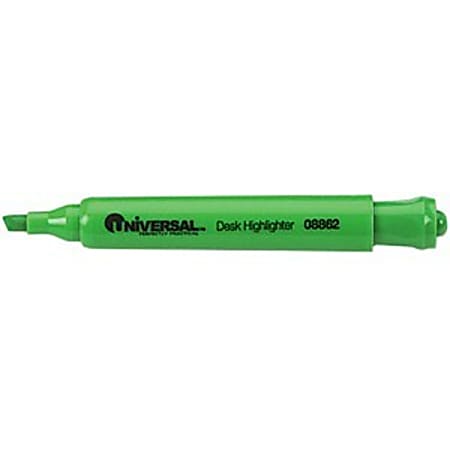 Universal 08862 Desk Highlighter - Marker Point Style: Chisel - Ink Color: Fluorescent Green - 12 / Pack