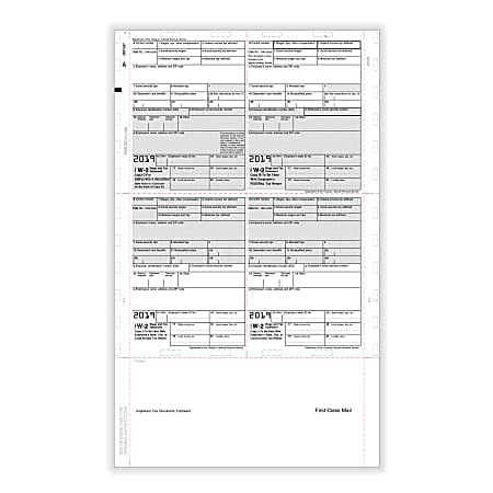 ComplyRight™ W-2 Tax Forms, With Pressure Seal, Employee Copy B, C And 2, 4-Up Box Format, 8-1/2" x 14", Pack Of 500 Forms