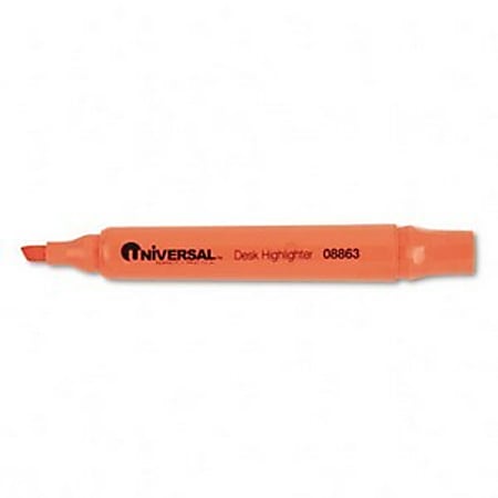 Universal Desk Highlighter - Marker Point Style: Chisel - Ink Color: Fluorescent Orange - 1 Dozen