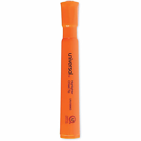 Universal Desk Highlighter - Marker Point Style: Chisel - Ink Color: Fluorescent Orange - 1 Dozen