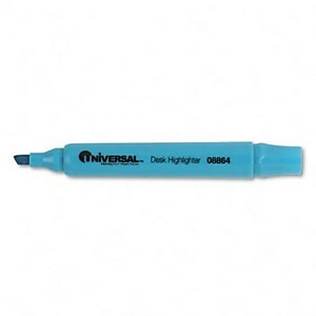 Universal Desk Highlighter - Marker Point Style: Chisel - Ink Color: Fluorescent Blue - 1 Dozen