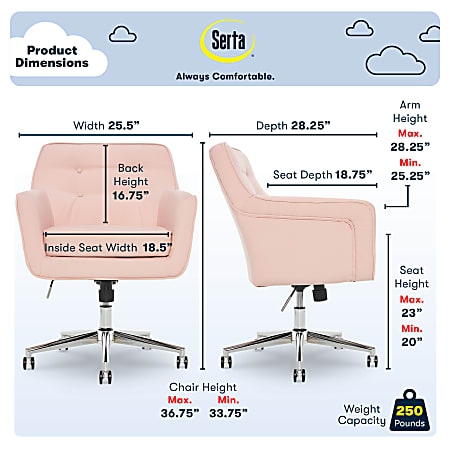 Serta ashland task hotsell chair blush pink