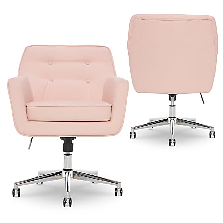 Serta Ashland Home Mid Back Office Chair Twill Fabric Blush