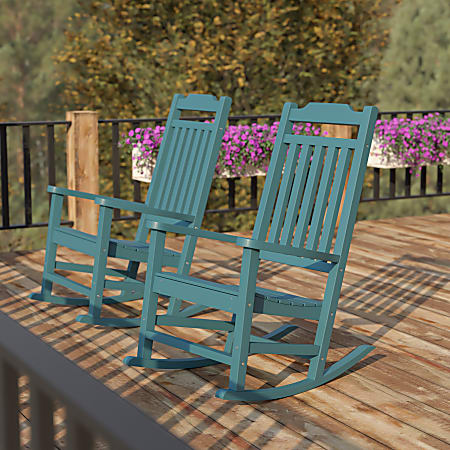 Flash Furniture Winston All-Weather Rocking Chairs, Teal, Set Of 2 Chairs