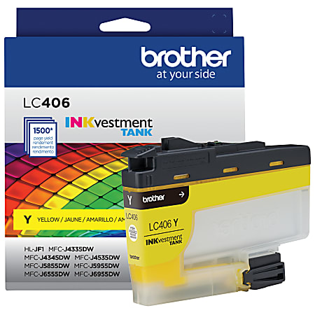 Brother® LC406 INKvestment Yellow Ink Tank, LC406Y