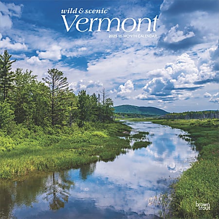 2025 BrownTrout Vermont Wild & Scenic Monthly Plastic-Free Square Wall Calendar, 12" x 12", American States, January to December 2025, 9781975475833