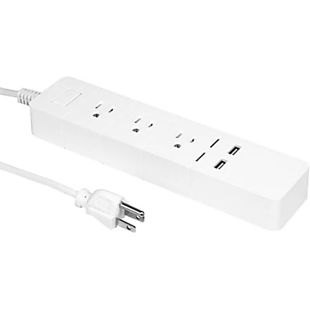 Aluratek 3-Outlet Surge Suppressor/Protector - 3 x AC Power, 2 x USB