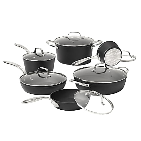 Starfrit® The ROCK™ Diamond Aluminum Nonstick 12-Piece Cookware Set, Black