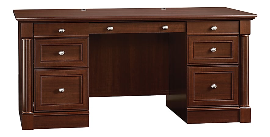 Sauder&reg; Palladia 66"W Executive Computer Desk, Select Cherry
