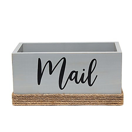 Elegant Designs Homewood Farmhouse Rustic Wood Decorative Mail Holder, 5-3/4”H x 11-3/4”W x 5-7/8”D, Gray