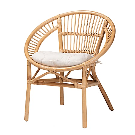bali & pari Adrina Modern Bohemian Dining Chair, White/Natural Brown