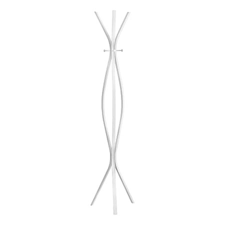 Monarch Specialties Grace Three-Hook Metal Coat Rack, 72"H x 18"W x 12"D, White