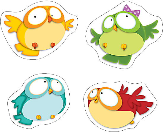 Carson-Dellosa Owl Pals Cut-Outs, 6" x 6 1/2", Multicolor, Grades Pre-K-8, Pack Of 36