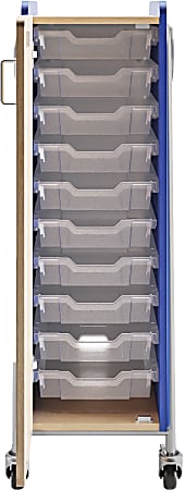 Safco® Whiffle Single-Column 10-Drawer Rolling Storage Cart, 48"H x 16-1/2"W x 19-3/4"D, Spectrum Blue