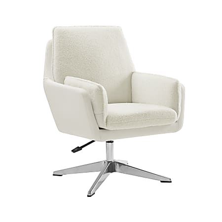 Linon Myra Swivel Accent Chair, White/Chrome