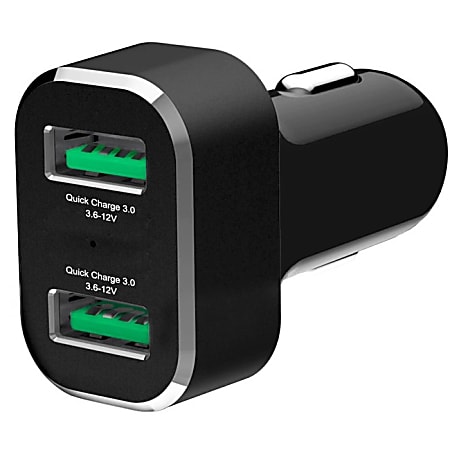 GDS 2-Port USB Cigarette Charger with Qualcomm Quick Charge - 36 W - 12 V DC, 18 V DC Input - 5 V DC/2.40 A Output