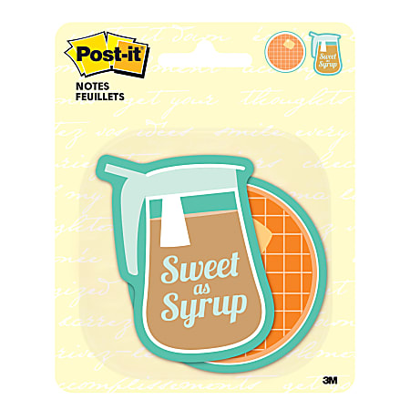Post-it® Notes Die-Cut Notes, 3" x 3", Waffle And Syrup, Pack Of 2 Pads