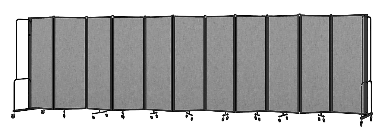 National Public Seating Room Divider, 11 Sections, 72”H x 256”W x 27”D, Gray/Black