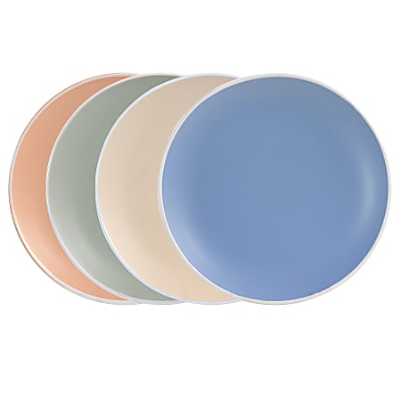 Spice by Tia Mowry Creamy Tahini 4-Piece Round Stoneware Dinner Plate Set, Assorted Colors