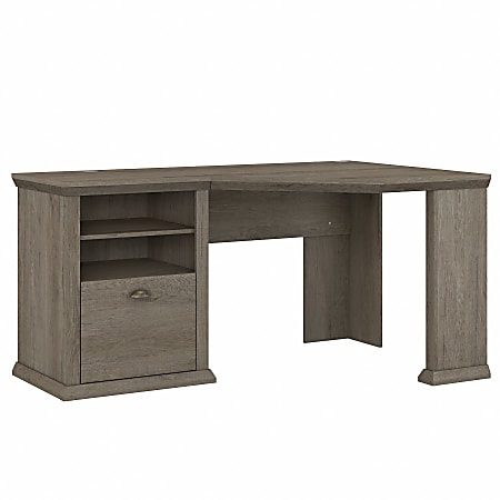 Bush Furniture Yorktown 60"W Corner Desk With Storage, Restored Gray, Standard Delivery