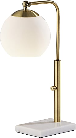 Adesso® Remi Desk Lamp, 19"H, White Shade/White Marble Base