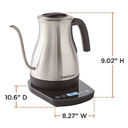 Edgecraft Chefs Choice Electric Kettle 1 Liter Silver Office Depot