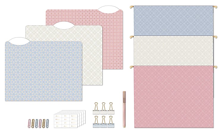 U Brands® Delicate Details Filing Kit, Pastel/Gold, Set