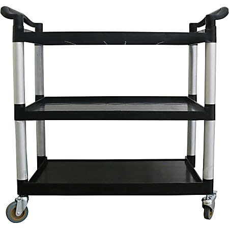 Lorell X-tra Utility Cart - 3 Shelf - Dual Handle - 300 lb Capacity - 4 Casters - 4 Lorell X-tra Utility Cart - 3 Shelf - Dual Handle - 300 lb Capacity - 4 Casters - 4