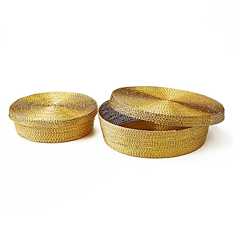 Mind Reader Storage Basket Organizer With Large And Small Baskets, Gold