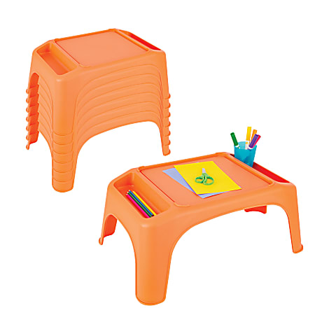 LapGear® Turtle Tables, 9-5/8”H x 22-7/16”W x 15-1/8”D, Orange, Pack Of 8 Tables