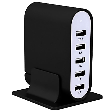 Trexonic 5-Port USB Compact Charging Station, Black