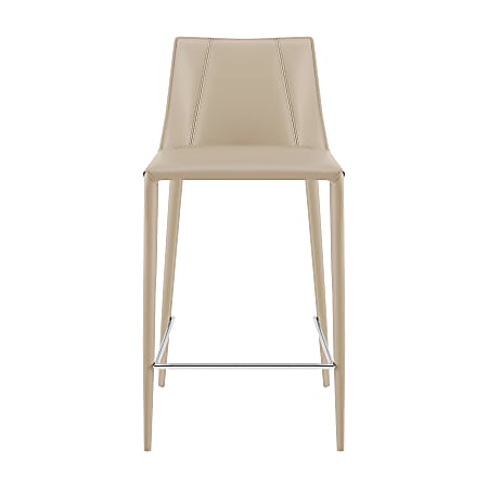 Eurostyle Kalle Faux Leather Counter Height Stool With Back, Light Gray